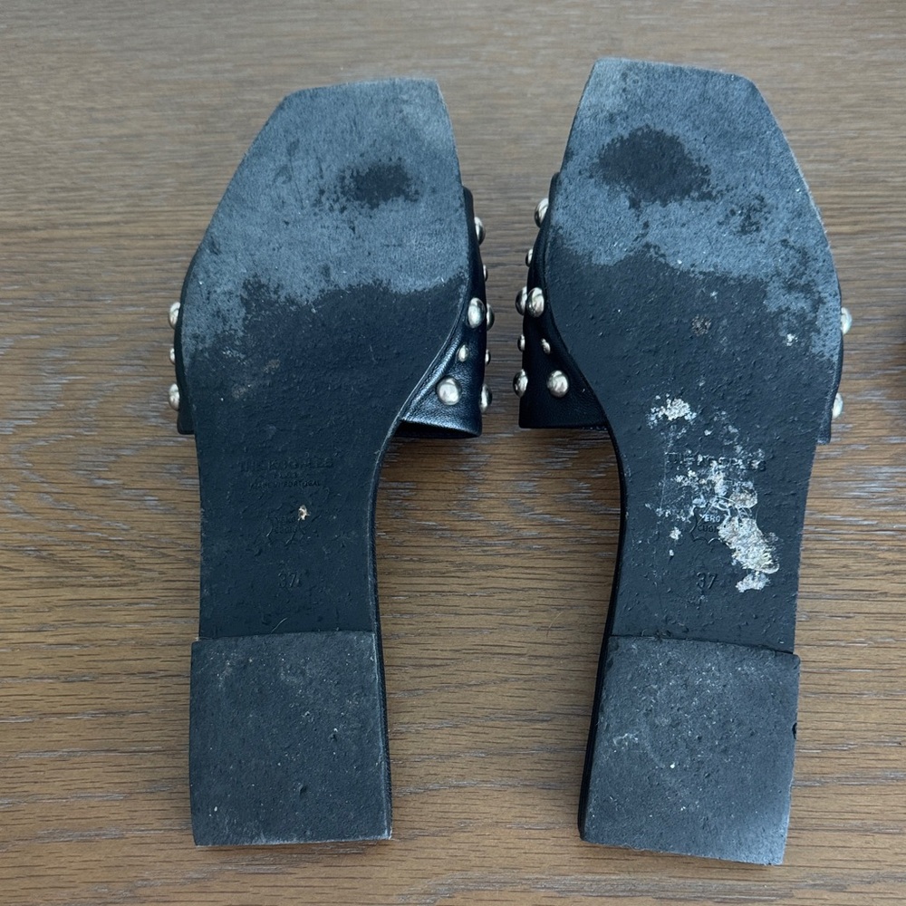 The Kooples Black Studded Leather Sandals - Picture 6 of 8